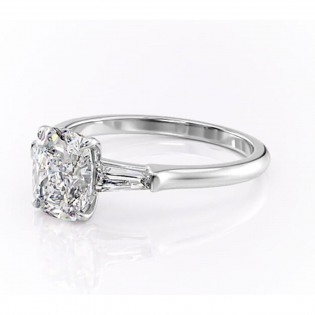 Inel de logodnă Juliette din aur Alb 14kt cu moissanite tăietură asscher – Solitar rafinată pentru profil înalt | Personalizează și configurează gratuit online [6]