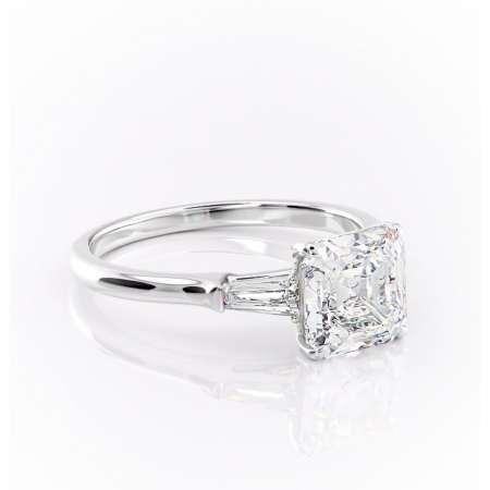 Asscher - Inel de logodnă Juliette din aur Alb 14kt cu moissanite tăietură asscher – Solitar rafinată pentru profil înalt | Personalizează și configurează gratuit online