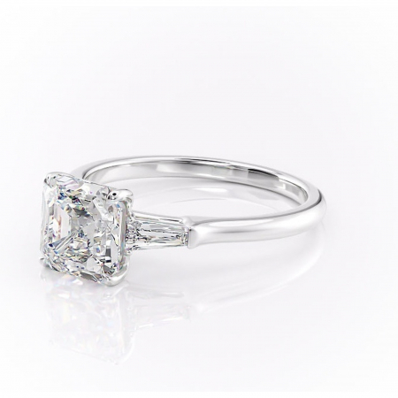 Inel de logodnă Juliette din aur Alb 14kt cu moissanite tăietură asscher – Solitar rafinată pentru profil înalt | Personalizează și configurează gratuit online [6]