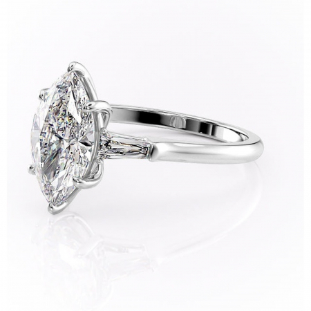Inel de logodnă Juliette din aur Alb 14kt cu moissanite tăietură marquise – Solitar rafinată pentru profil înalt | Personalizează și configurează gratuit online [6]