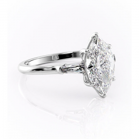 Marquise - Inel de logodnă Juliette din aur Alb 14kt cu moissanite tăietură marquise – Solitar rafinată pentru profil înalt | Personalizează și configurează gratuit online