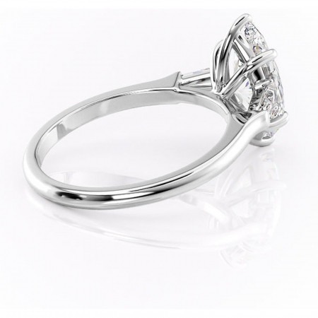 Inel de logodnă Juliette din aur Alb 14kt cu moissanite tăietură marquise – Solitar rafinată pentru profil înalt | Personalizează și configurează gratuit online [2]