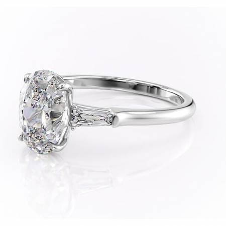 Inel de logodnă Juliette din aur Alb 14kt cu moissanite tăietură ovală – Solitar rafinată pentru profil înalt | Personalizează și configurează gratuit online [6]