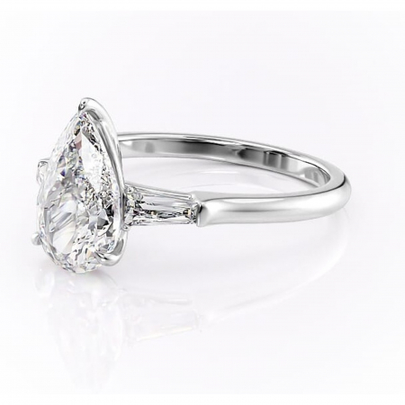 Inel de logodnă Juliette din aur Alb 14kt cu moissanite tăietură pară – Solitar rafinată pentru profil înalt | Personalizează și configurează gratuit online [6]