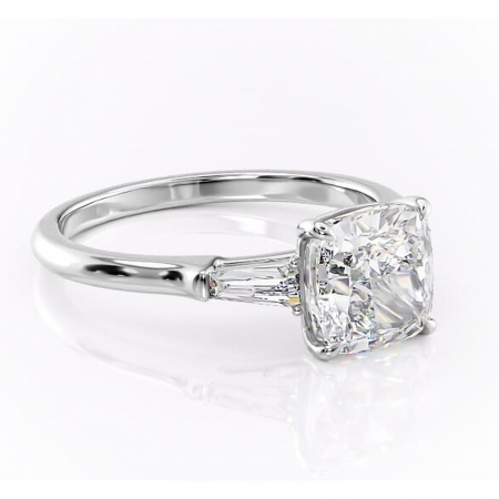 Pernă - Inel de logodnă Juliette din aur Alb 14kt cu moissanite tăietură pernă – Solitar rafinată pentru profil înalt | Personalizează și configurează gratuit online