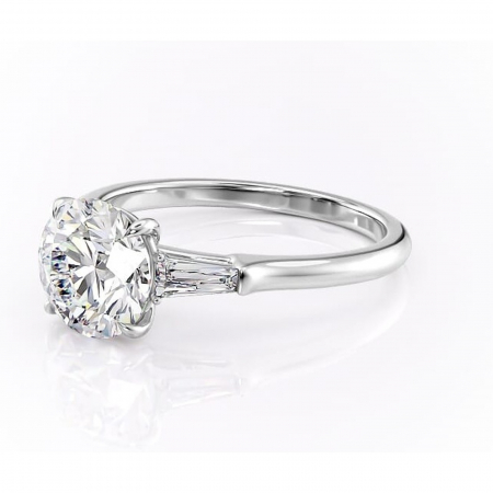 Inel de logodnă Juliette din aur Alb 14kt cu moissanite tăietură rotundă – Solitar rafinată pentru profil înalt | Personalizează și configurează gratuit online [6]