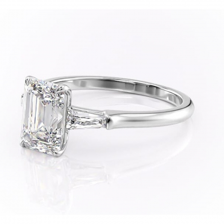 Inel de logodnă Juliette din aur Alb 14kt cu moissanite tăietură smarald – Solitar rafinată pentru profil înalt | Personalizează și configurează gratuit online [6]