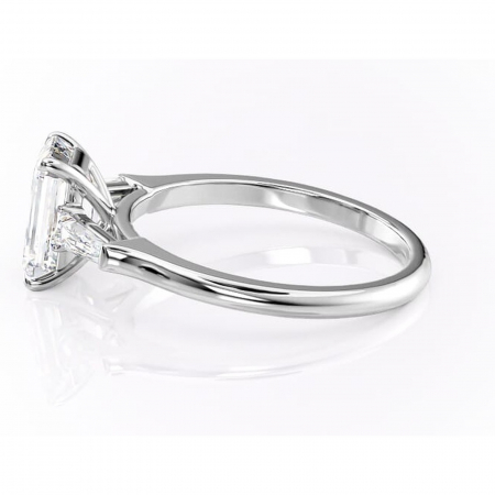 Inel de logodnă Juliette din aur Alb 14kt cu moissanite tăietură smarald – Solitar rafinată pentru profil înalt | Personalizează și configurează gratuit online [5]