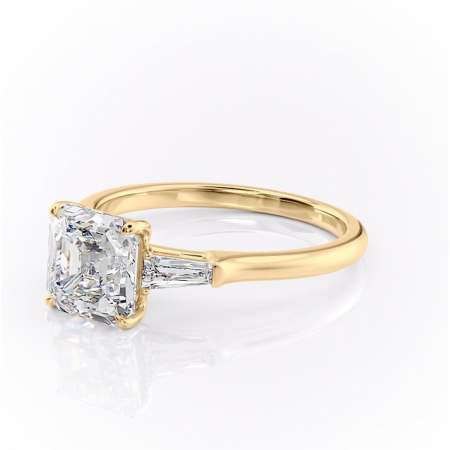 Inel de logodnă Juliette din aur Galben 18kt cu moissanite tăietură asscher – Solitar rafinată pentru profil înalt | Personalizează și configurează gratuit online [6]