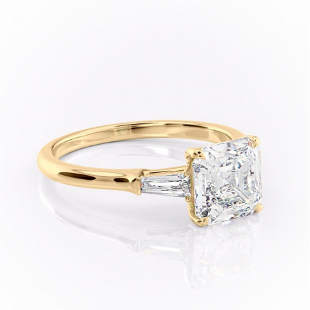 Asscher - Inel de logodnă Juliette din aur Galben 18kt cu moissanite tăietură asscher – Solitar rafinată pentru profil înalt | Personalizează și configurează gratuit online