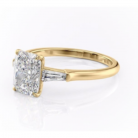 Inel de logodnă Juliette din aur Galben 14kt cu moissanite tăietură radiantă – Solitar rafinată pentru profil înalt | Personalizează și configurează gratuit online [6]