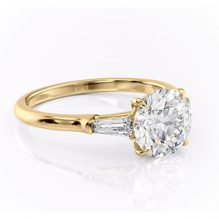 Aur galben - Inel de logodnă Juliette din aur Galben 14kt cu moissanite tăietură rotundă – Solitar rafinată pentru profil înalt | Personalizează și configurează gratuit online