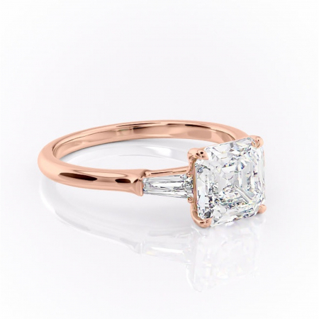 Asscher - Inel de logodnă Juliette din aur Rose 18kt cu moissanite tăietură asscher – Solitar rafinată pentru profil înalt | Personalizează și configurează gratuit online