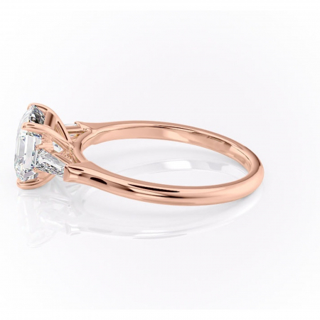 Inel de logodnă Juliette din aur Rose 14kt cu moissanite tăietură asscher – Solitar rafinată pentru profil înalt | Personalizează și configurează gratuit online [5]