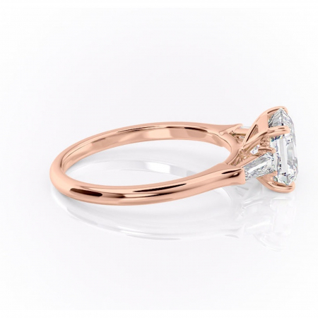 Inel de logodnă Juliette din aur Rose 14kt cu moissanite tăietură asscher – Solitar rafinată pentru profil înalt | Personalizează și configurează gratuit online [1]
