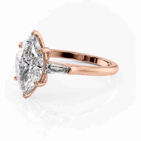Inel de logodnă Juliette din aur Rose 18kt cu moissanite tăietură marquise – Solitar rafinată pentru profil înalt | Personalizează și configurează gratuit online [6]