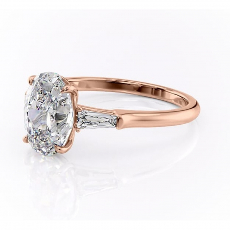 Inel de logodnă Juliette din aur Rose 14kt cu moissanite tăietură ovală – Solitar rafinată pentru profil înalt | Personalizează și configurează gratuit online [6]