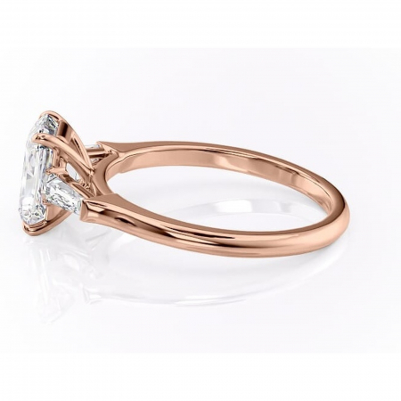 Inel de logodnă Juliette din aur Rose 14kt cu moissanite tăietură radiantă – Solitar rafinată pentru profil înalt | Personalizează și configurează gratuit online [5]