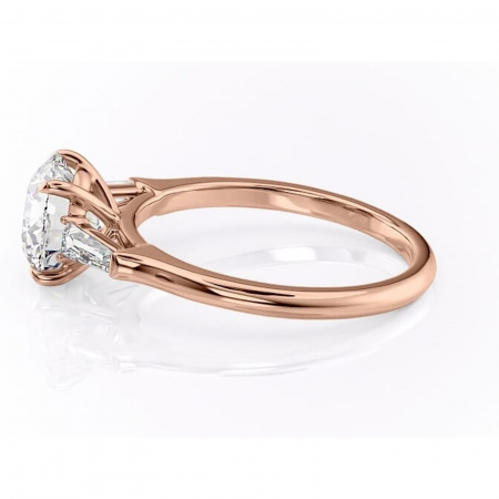 Inel de logodnă Juliette din aur Rose 14kt cu moissanite tăietură rotundă – Solitar rafinată pentru profil înalt | Personalizează și configurează gratuit online [5]