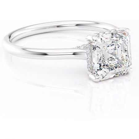 Asscher - Inel de logodnă Kaia din aur Alb 14kt cu moissanite tăietură asscher – Solitar rafinată pentru profil mediu | Personalizează și configurează gratuit online