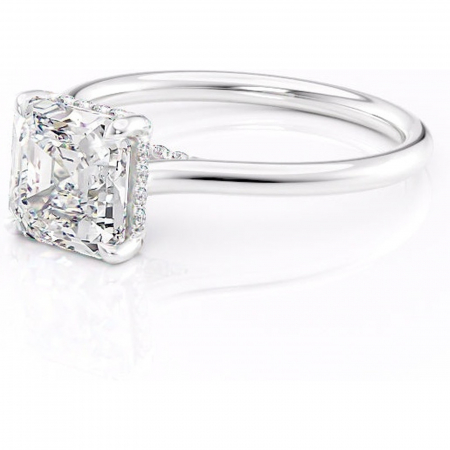 Inel de logodnă Kaia din aur Alb 14kt cu moissanite tăietură asscher – Solitar rafinată pentru profil mediu | Personalizează și configurează gratuit online [6]