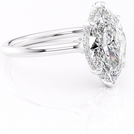 Marquise - Inel de logodnă Kaia din aur Alb 14kt cu moissanite tăietură marquise – Solitar rafinată pentru profil mediu | Personalizează și configurează gratuit online