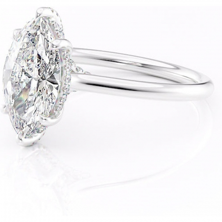 Inel de logodnă Kaia din aur Alb 14kt cu moissanite tăietură marquise – Solitar rafinată pentru profil mediu | Personalizează și configurează gratuit online [6]