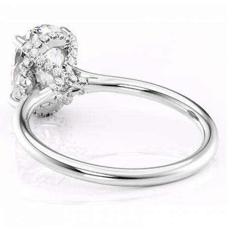 Inel de logodnă Kaia din aur Alb 14kt cu moissanite tăietură ovală – Solitar rafinată pentru profil mediu | Personalizează și configurează gratuit online [3]