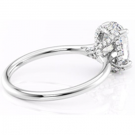 Inel de logodnă Kaia din aur Alb 14kt cu moissanite tăietură ovală – Solitar rafinată pentru profil mediu | Personalizează și configurează gratuit online [2]
