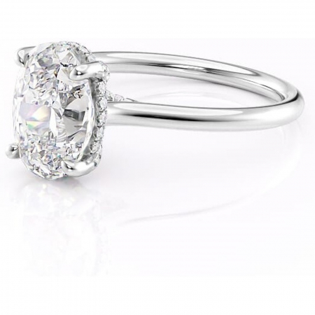 Inel de logodnă Kaia din aur Alb 14kt cu moissanite tăietură ovală – Solitar rafinată pentru profil mediu | Personalizează și configurează gratuit online [6]