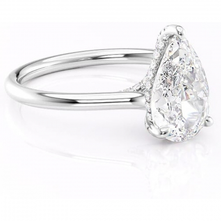 18K - Inel de logodnă Kaia din aur Alb 18kt cu moissanite tăietură pară – Solitar rafinată pentru profil mediu | Personalizează și configurează gratuit online