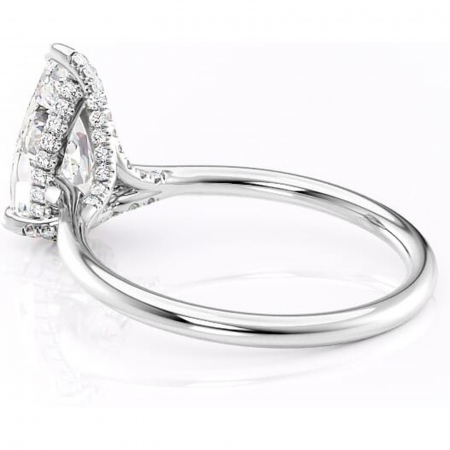 Inel de logodnă Kaia din aur Alb 18kt cu moissanite tăietură pară – Solitar rafinată pentru profil mediu | Personalizează și configurează gratuit online [4]