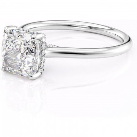 Inel de logodnă Kaia din aur Alb 14kt cu moissanite tăietură pernă – Solitar rafinată pentru profil mediu | Personalizează și configurează gratuit online [6]