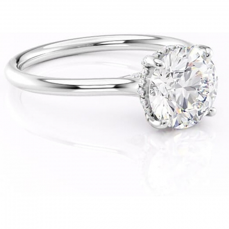 Halo - Inel de logodnă Kaia din aur Alb 14kt cu moissanite tăietură rotundă – Solitar rafinată pentru profil mediu | Personalizează și configurează gratuit online