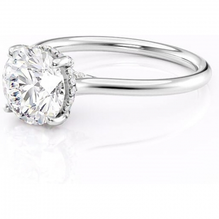 Inel de logodnă Kaia din aur Alb 14kt cu moissanite tăietură rotundă – Solitar rafinată pentru profil mediu | Personalizează și configurează gratuit online [6]