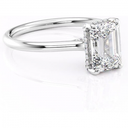 18K - Inel de logodnă Kaia din aur Alb 18kt cu moissanite tăietură smarald – Solitar rafinată pentru profil mediu | Personalizează și configurează gratuit online