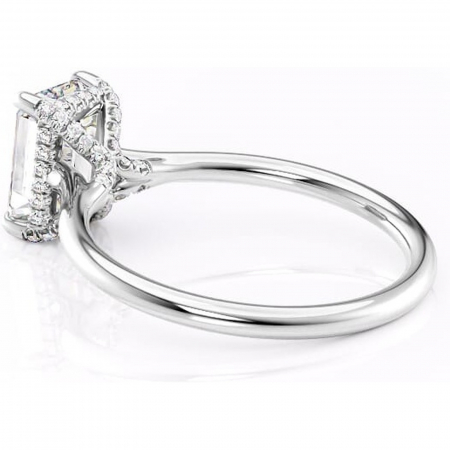 Inel de logodnă Kaia din aur Alb 18kt cu moissanite tăietură smarald – Solitar rafinată pentru profil mediu | Personalizează și configurează gratuit online [4]