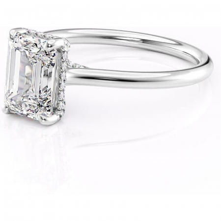 Inel de logodnă Kaia din aur Alb 18kt cu moissanite tăietură smarald – Solitar rafinată pentru profil mediu | Personalizează și configurează gratuit online [6]