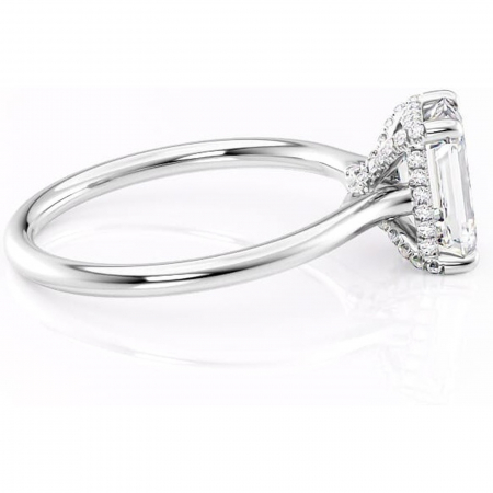 Inel de logodnă Kaia din aur Alb 18kt cu moissanite tăietură smarald – Solitar rafinată pentru profil mediu | Personalizează și configurează gratuit online [1]