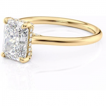 Inel de logodnă Kaia din aur Galben 14kt cu moissanite tăietură radiantă – Solitar rafinată pentru profil mediu | Personalizează și configurează gratuit online [6]