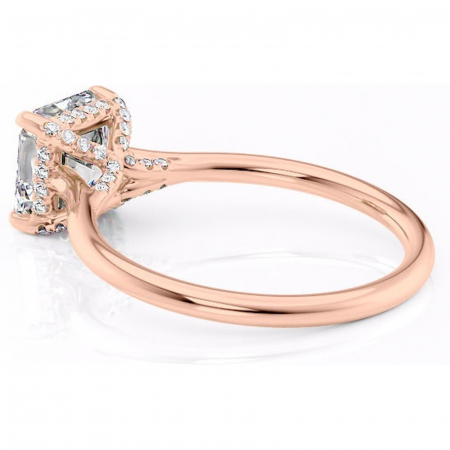 Inel de logodnă Kaia din aur Rose 14kt cu moissanite tăietură asscher – Solitar rafinată pentru profil mediu | Personalizează și configurează gratuit online [4]