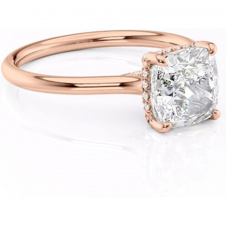 Pernă - Inel de logodnă Kaia din aur Rose 18kt cu moissanite tăietură pernă – Solitar rafinată pentru profil mediu | Personalizează și configurează gratuit online