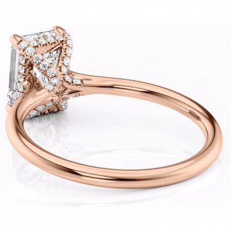 Inel de logodnă Kaia din aur Rose 18kt cu moissanite tăietură smarald – Solitar rafinată pentru profil mediu | Personalizează și configurează gratuit online [3]