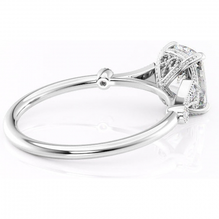 Inel de logodnă Lacey din aur Alb 14kt cu moissanite tăietură asscher – Pietre laterale rafinată pentru profil înalt | Personalizează și configurează gratuit online [2]