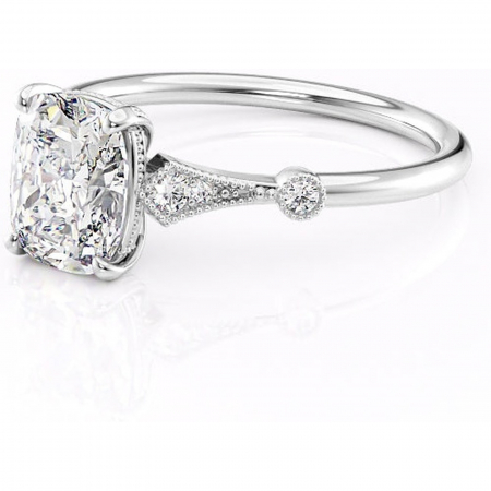 Inel de logodnă Lacey din aur Alb 14kt cu moissanite tăietură asscher – Pietre laterale rafinată pentru profil înalt | Personalizează și configurează gratuit online [6]