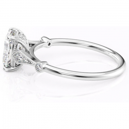 Inel de logodnă Lacey din aur Alb 14kt cu moissanite tăietură asscher – Pietre laterale rafinată pentru profil înalt | Personalizează și configurează gratuit online [5]