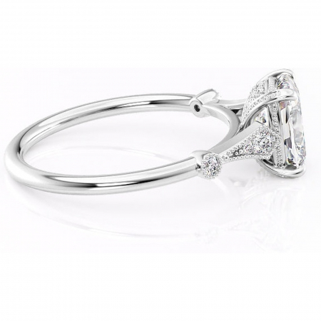 Inel de logodnă Lacey din aur Alb 14kt cu moissanite tăietură asscher – Pietre laterale rafinată pentru profil înalt | Personalizează și configurează gratuit online [1]