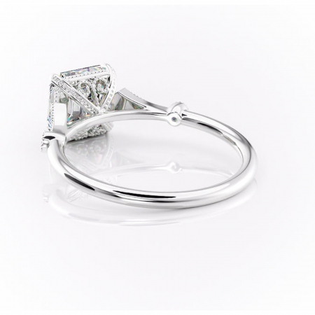 Inel de logodnă Lacey din aur Alb 14kt cu moissanite tăietură asscher – Pietre laterale rafinată pentru profil înalt | Personalizează și configurează gratuit online [3]