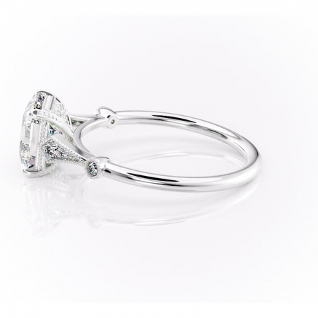 Inel de logodnă Lacey din aur Alb 14kt cu moissanite tăietură asscher – Pietre laterale rafinată pentru profil înalt | Personalizează și configurează gratuit online [5]