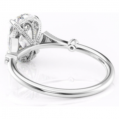 Inel de logodnă Lacey din aur Alb 14kt cu moissanite tăietură ovală – Pietre laterale rafinată pentru profil înalt | Personalizează și configurează gratuit online [3]
